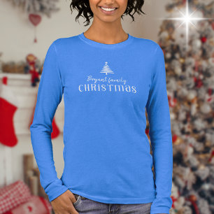 Custom Familie Weihbaum Blau lange Ärmel Tri-Blend Shirt