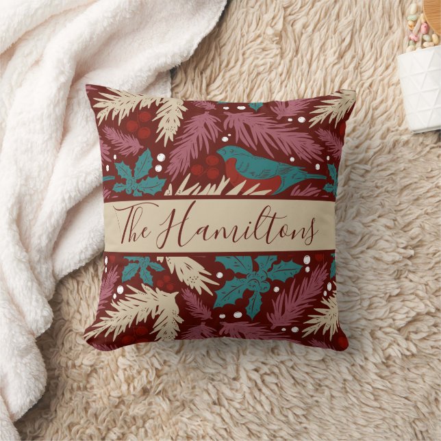 Custom Familienname Cosy Vintage Weihnachts-Bliss Kissen (Decke)