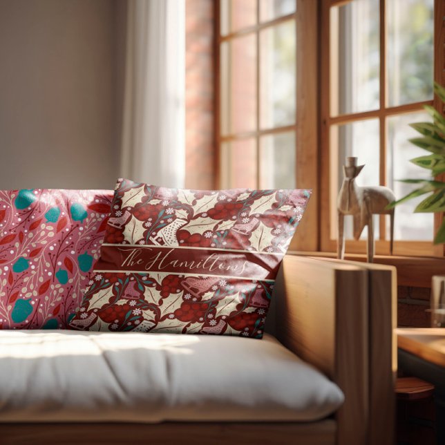 Custom Familienname Cosy Vintage Weihnachts-Bliss Kissen (Von Creator hochgeladen)