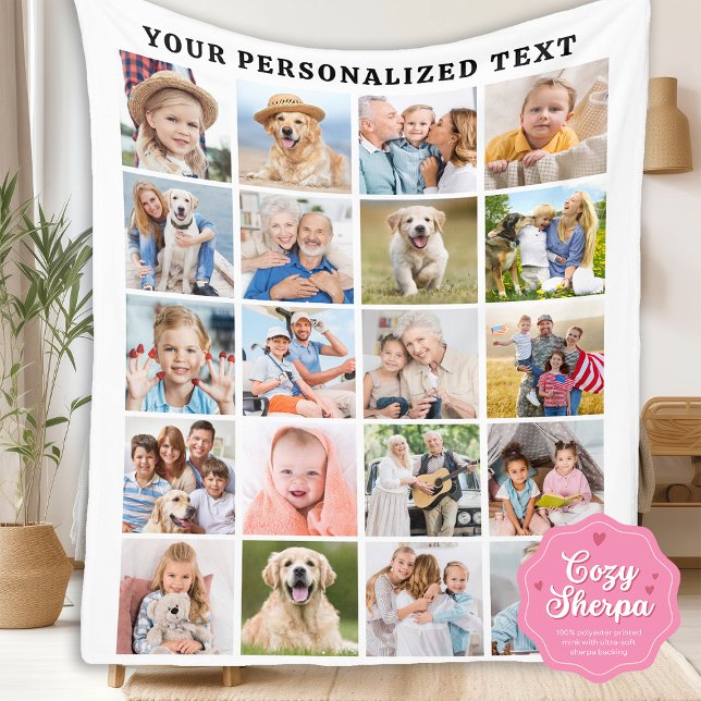 Custom Family 20 Photos Collage Trendy Birthday Sherpadecke (Von Creator hochgeladen)