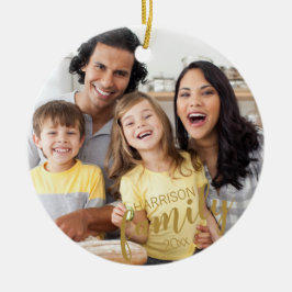 Custom FAMILY 2 Foto Gold Script Keepake Keramik Ornament