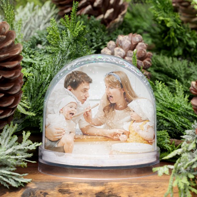 Custom Family 2 Photos | Christmas Keepsake Schneekugeln (Winter)