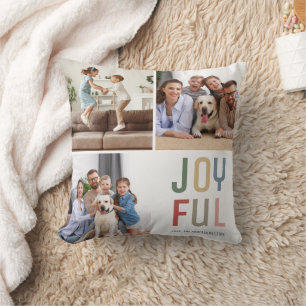 Custom Family 4 Fotos Freude Weihnachten Kissen