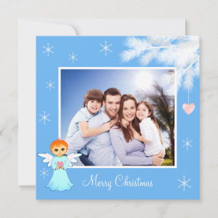 Custom Family & Angel on Light Blue Christmas