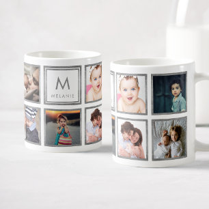 Custom Family Baby Foto Collage Monogram Tasse