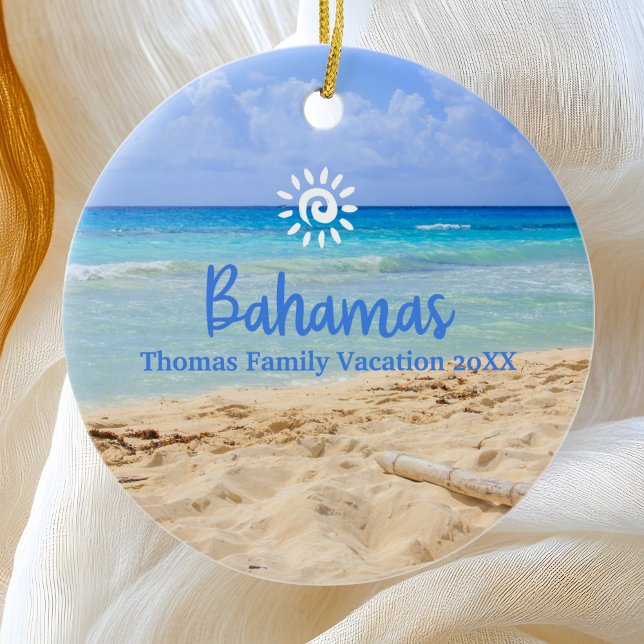 Custom Family Bahamas Urlaub Weihnachten Keramik Ornament (Von Creator hochgeladen)