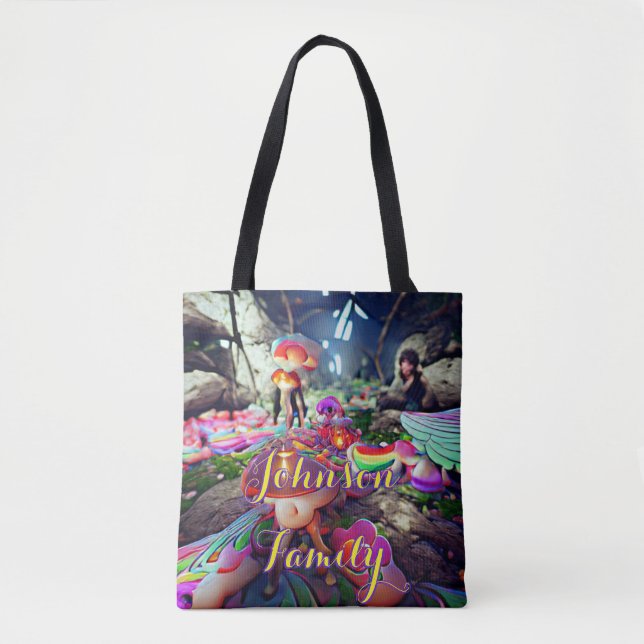 Custom Family Beach Totbeutel mit Pilzen (Vorderseite)