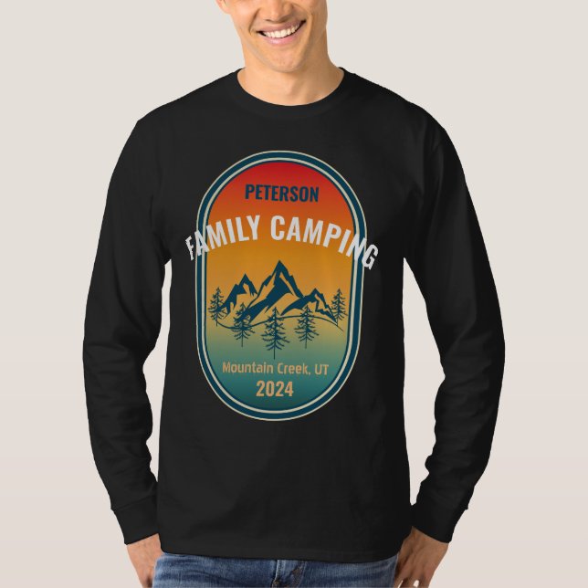 Custom Family Camping Vintag Sunset Adventure T-Shirt (Vorderseite)