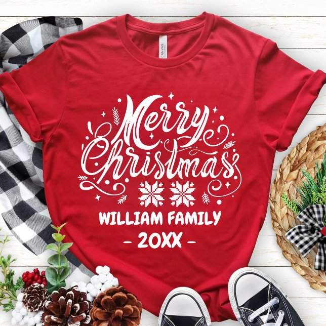 Custom Family Christmas Matching Pajama Xmas Party T-Shirt (Von Creator hochgeladen)