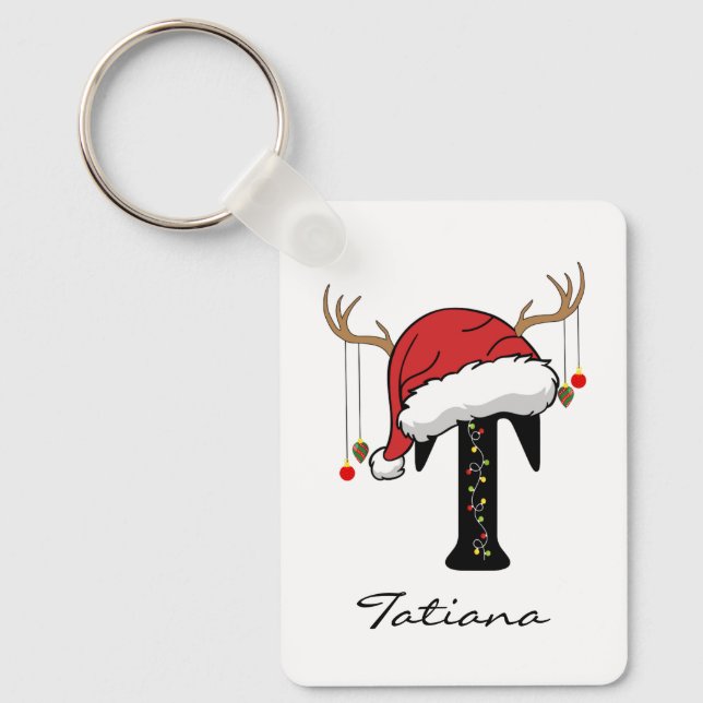 Custom Family Christmas Monogram Keychain for Her Schlüsselanhänger (Vorderseite)