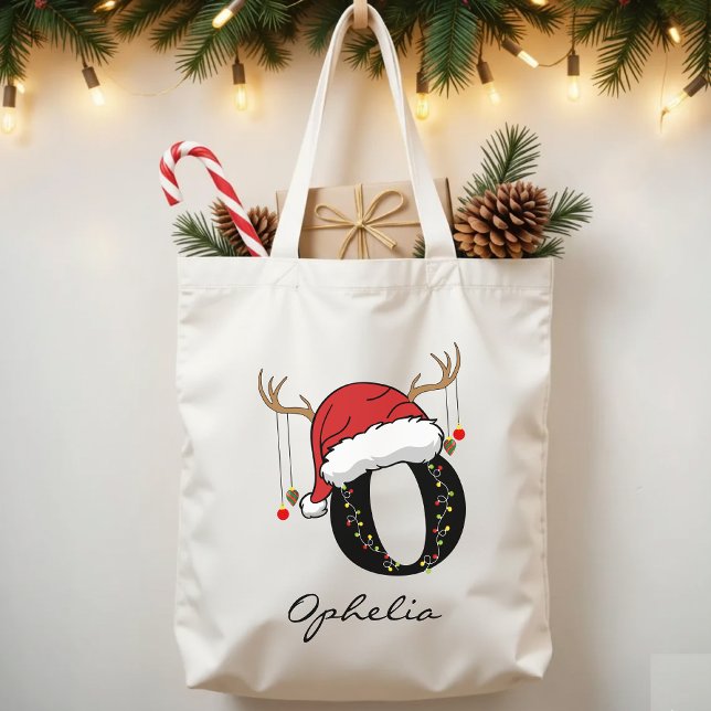Custom Family Christmas Tote Bag for Coworkers Tragetasche (holiday shopping bag, Christmas family tote, personalized holiday tote, Christmas alphabet gift,)