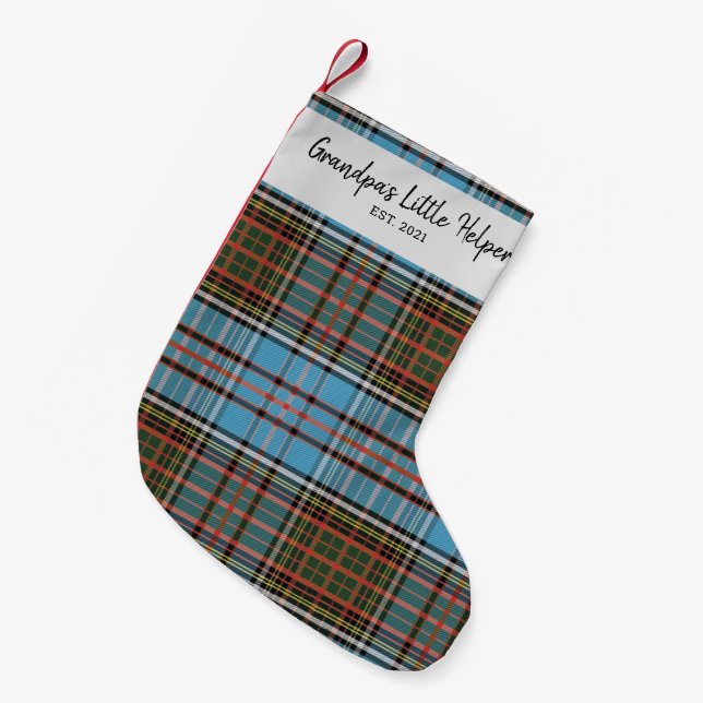 Custom Family Clan Anderson Kariert Tartan Name Kleiner Weihnachtsstrumpf (Vorderansicht (hängend))