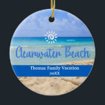 Custom Family Clearwater Beach Weihnachten Keramik Ornament<br><div class="desc">Niedliches personalisierbares Florida Trip Souvenir. Anpassung: Change Caption und Jahr, um es einzigartig zu machen.</div>