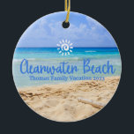Custom Family Clearwater Beach Weihnachten Keramik Ornament<br><div class="desc">Niedliches personalisierbares Florida Trip Souvenir. Anpassung: Change Caption und Jahr,  um es einzigartig zu machen.</div>