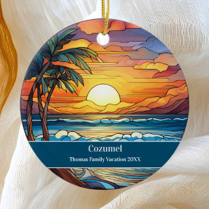 Custom Family Cozumel Beach Urlaub Keramik Ornament