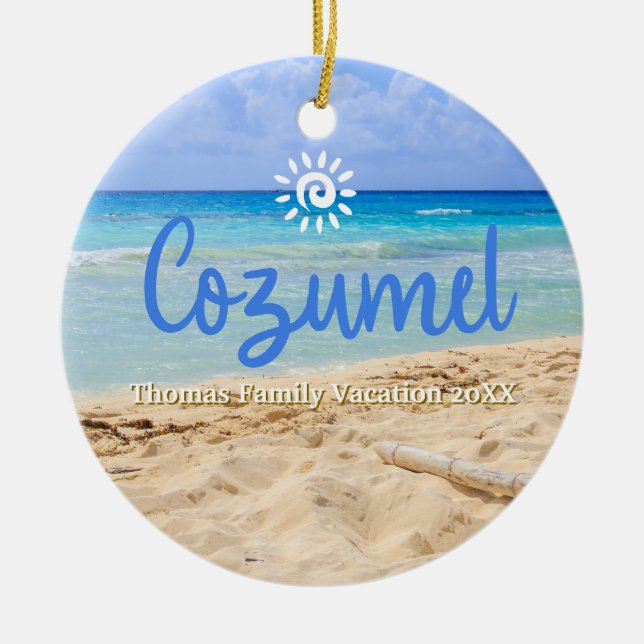 Custom Family Cozumel Urlaub Weihnachten Keramik Ornament (Vorne)