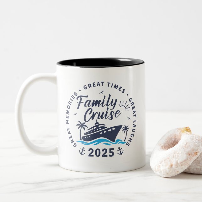 Custom Family Cruise Group Matching Kreuzfahrt Zweifarbige Tasse (Mit Donut)