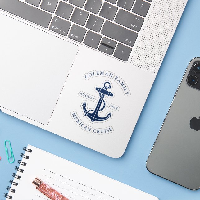 Custom Family Cruise Nautical Boat Anchor Swag Aufkleber (Laptop mit iPhone)