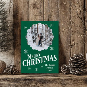 Custom Family & Dog Frohe Weihnachts-Fotokarte Feiertagskarte