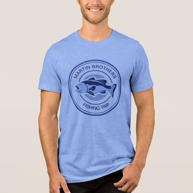 Custom Family Fangreise Blue Lake Fisherman Tri-Blend Shirt (Vorderseite)