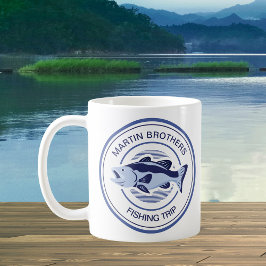 Custom Family Fishing Trip Blue Bass Fischer Kaffeetasse
