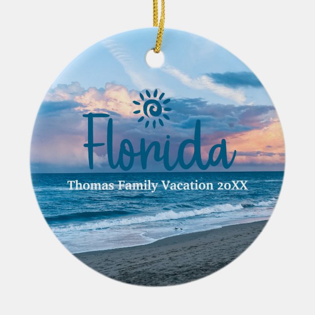 Custom Family Florida Urlaub Weihnachtsbaum Keramik Ornament (Vorne)