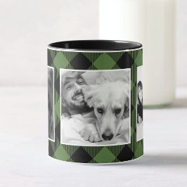Custom Family Foto Buffalo Kariertes Muster Grün Tasse