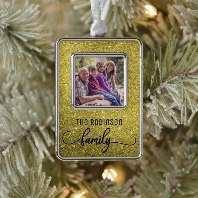 CUSTOM FAMILY FOTO CHRISTMAS ORNANATION Rahmen-Ornament SILBER (Baum)