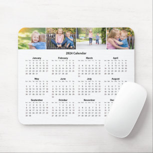 Custom Family Foto Collage 2024 Monatlicher Kalend Mousepad