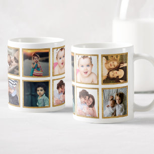 Custom Family Foto Collage Glamour Gold Kaffeetasse