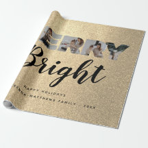 Custom Family Foto Collage Gold Glitzer Weihnachte