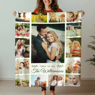 Custom Family Foto Collage Modern Easy Chic Ivory Fleecedecke