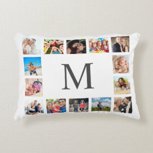 Custom Family Foto Collage Personalized White Dekokissen
