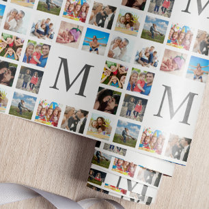 Custom Family Foto Collage Personalized White Geschenkpapier