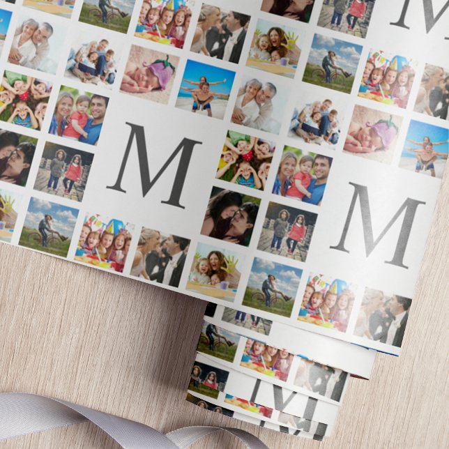 Custom Family Foto Collage Personalized White Geschenkpapier (Von Creator hochgeladen)