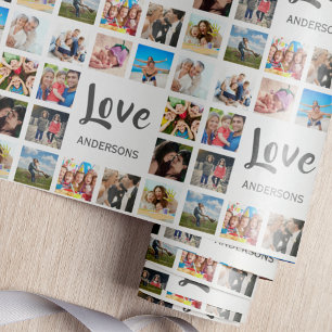 Custom Family Foto Collage Personalized White Geschenkpapier