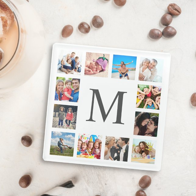 Custom Family Foto Collage Personalized White Glasuntersetzer (Von Creator hochgeladen)