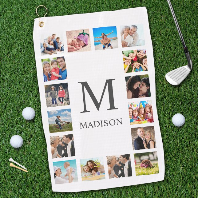 Custom Family Foto Collage Personalized White Golfhandtuch (Von Creator hochgeladen)
