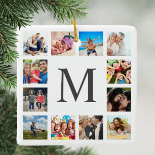 Custom Family Foto Collage Personalized White Keramikornament