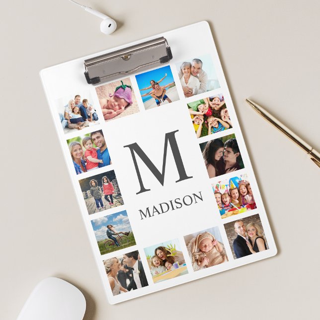 Custom Family Foto Collage Personalized White Klemmbrett (Von Creator hochgeladen)