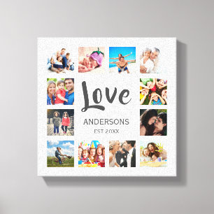 Custom Family Foto Collage Personalized White Leinwanddruck