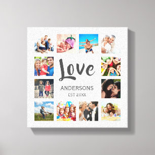 Custom Family Foto Collage Personalized White Leinwanddruck