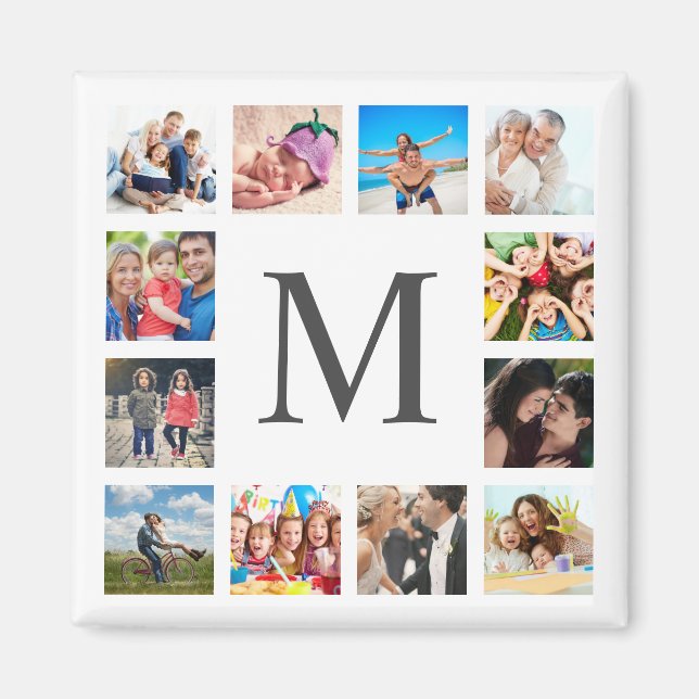 Custom Family Foto Collage Personalized White Magnet (Vorne)