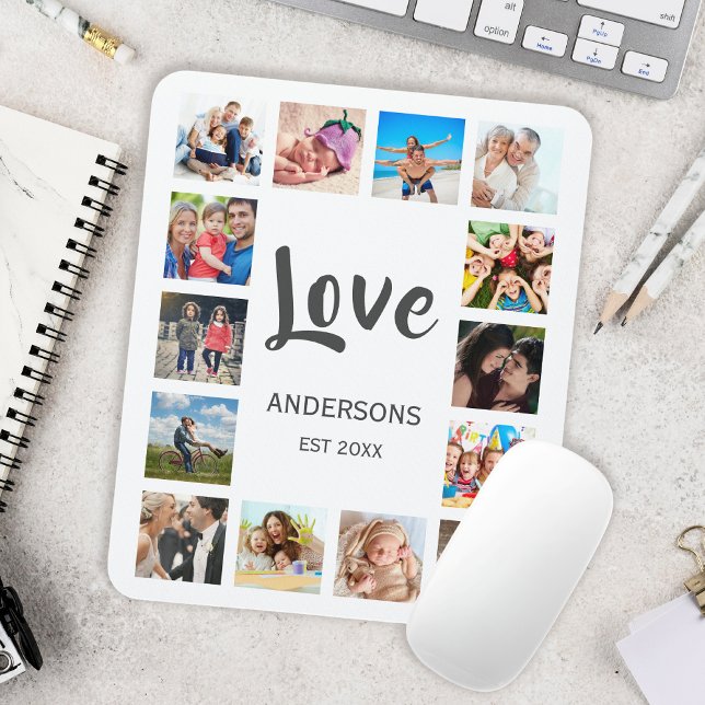 Custom Family Foto Collage Personalized White Mousepad (Von Creator hochgeladen)