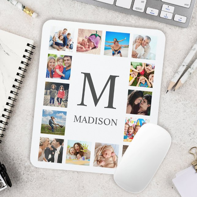 Custom Family Foto Collage Personalized White Mousepad (Von Creator hochgeladen)