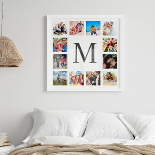 Custom Family Foto Collage Personalized White Poster