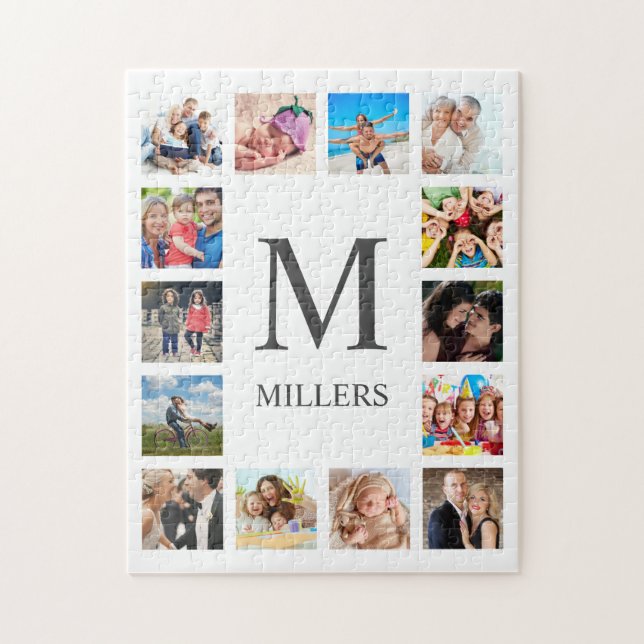 Custom Family Foto Collage Personalized White Puzzle (Vertikal)