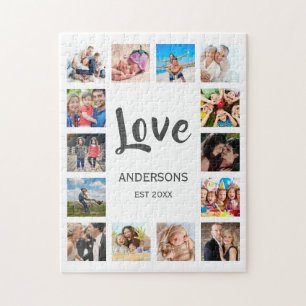 Custom Family Foto Collage Personalized White Puzzle