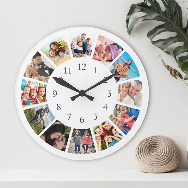 Custom Family Foto Collage Personalized White Runde Wanduhr (Von Creator hochgeladen)