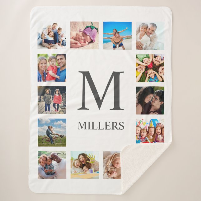 Custom Family Foto Collage Personalized White Sherpadecke (Vorderseite)